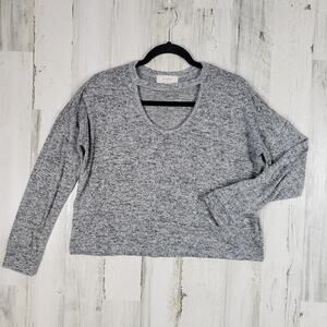 No Comment Gray Cropped Choker Collar Sweater Women's Size Large